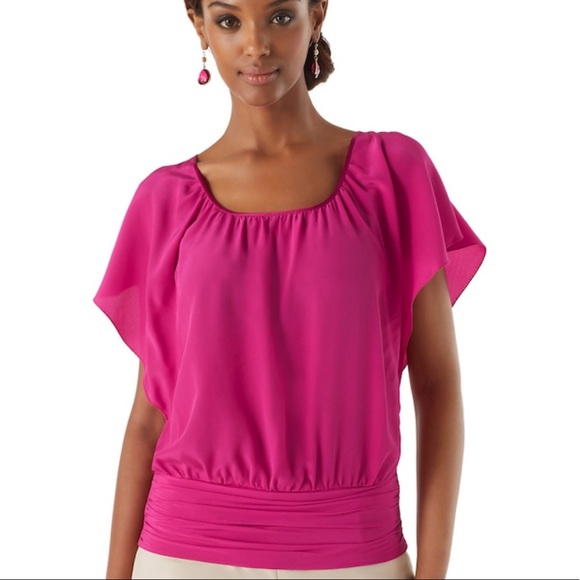 White House Black Market Tops - White House Black Market silk blouse large pink